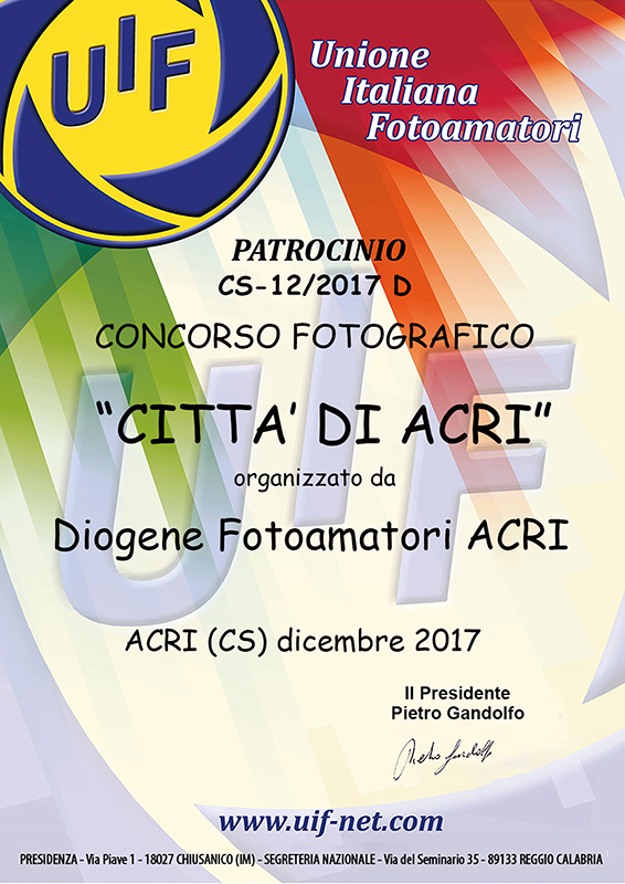 Concorso fotografico città di Acri (Patrocinato UIF)