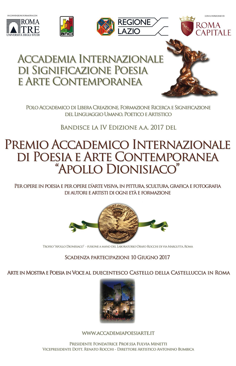 Premio Internazionale d‘Arte Contemporanea “Apollo dionisiaco” Roma 2017