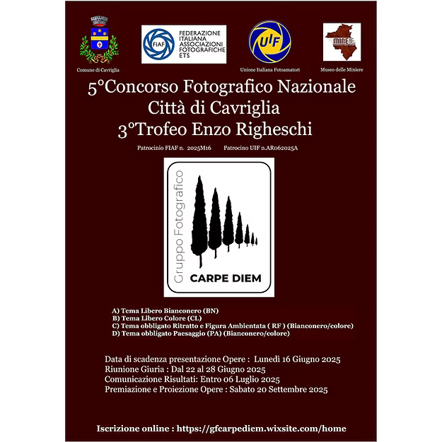 5°Concorso Nazionale di Fotografia “CITTA’ DI CAVRIGLIA” 3°Trofeo Nazionale Enzo Righeschi 5°Concorso Nazionale di Fotografia “CITTA’ DI CAVRIGLIA” 3°Trofeo Nazionale Enzo Righeschi