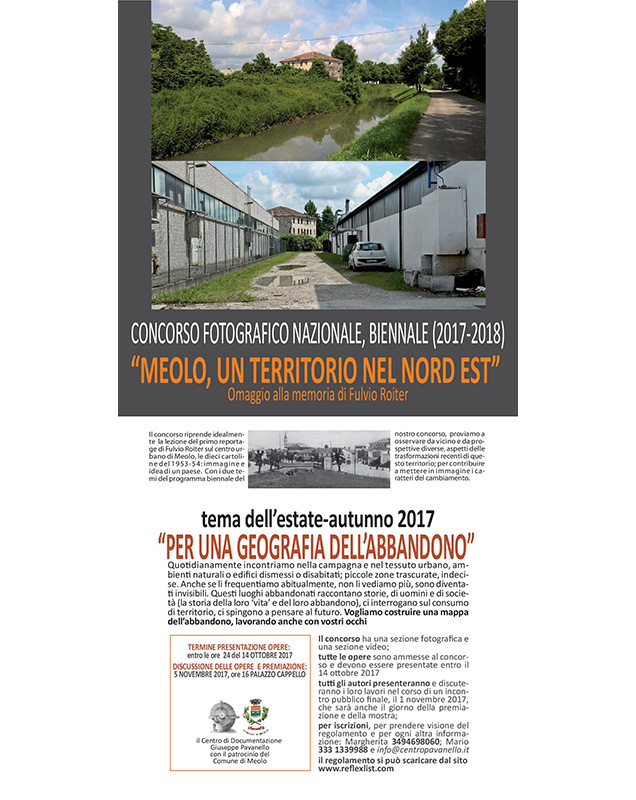 Concorso fotografico nazionale, biennale (2017-2018) “Meolo, un territorio del Nord Est“ Concorso fotografico nazionale, biennale (2017-2018) “Meolo, un territorio del Nord Est“