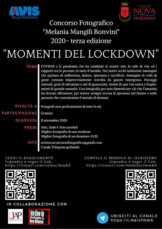 Concorso fotografico Melania Mangili Bonvini “Momenti del Lockdown“ Concorso fotografico Melania Mangili Bonvini “Momenti del Lockdown“