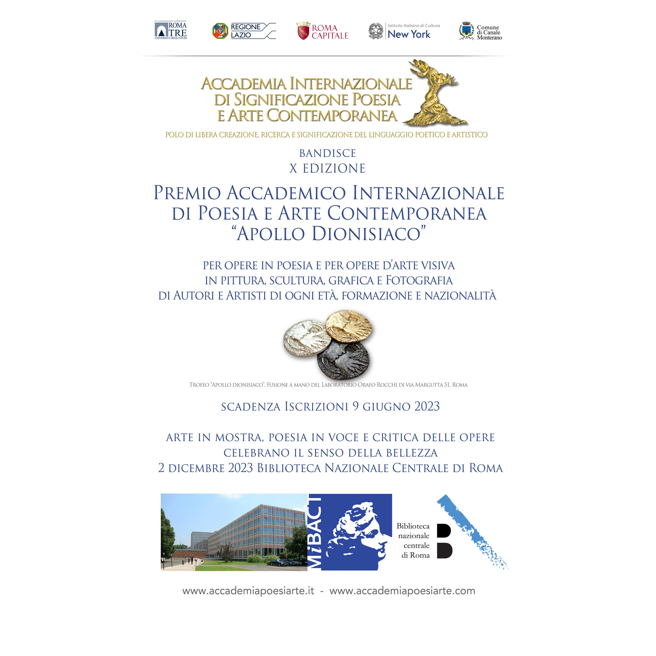 Premio Internazionale di Poesia e Arte Contemporanea Apollo dionisiaco, X Edizione Roma 2023