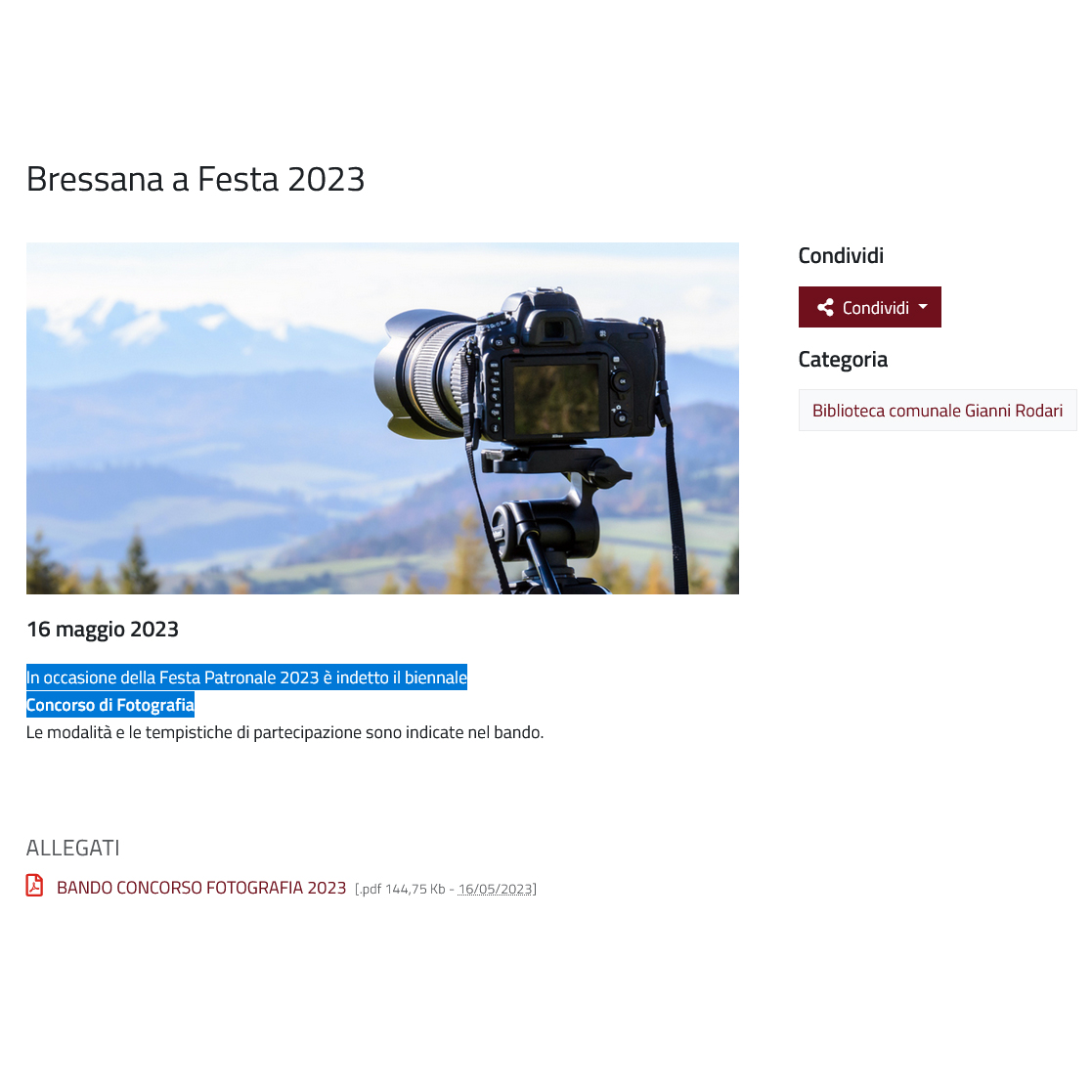 Concorso fotografico “Quando scende la notte” Concorso fotografico “Quando scende la notte”