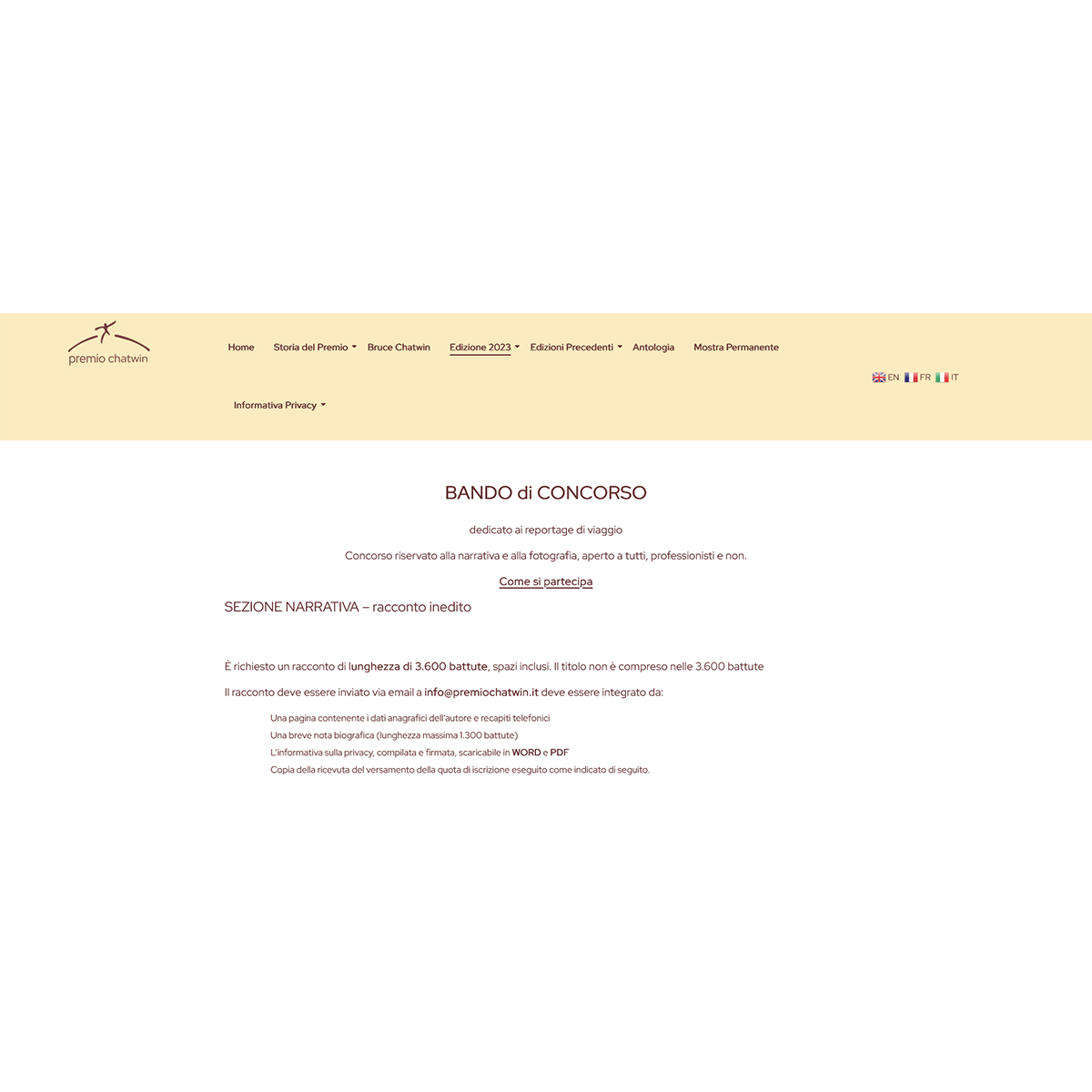 Premio Chatwin 2023 Premio Chatwin 2023