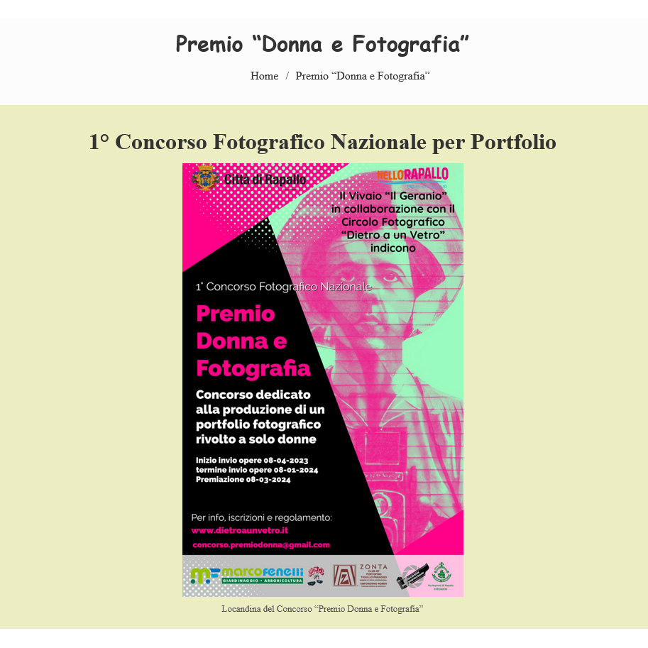 Concorso Fotografico Nazionale “PREMIO DONNA E FOTOGRAFIA” Concorso Fotografico Nazionale “PREMIO DONNA E FOTOGRAFIA”