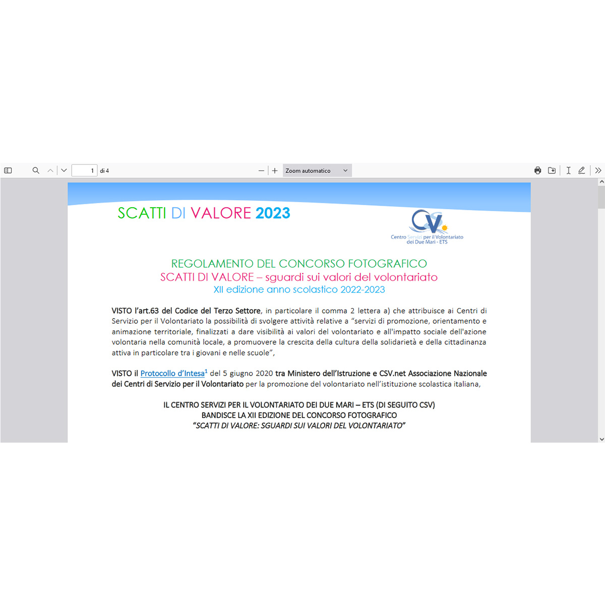 Concorso fotografico “Scatti di valore“ Concorso fotografico “Scatti di valore“