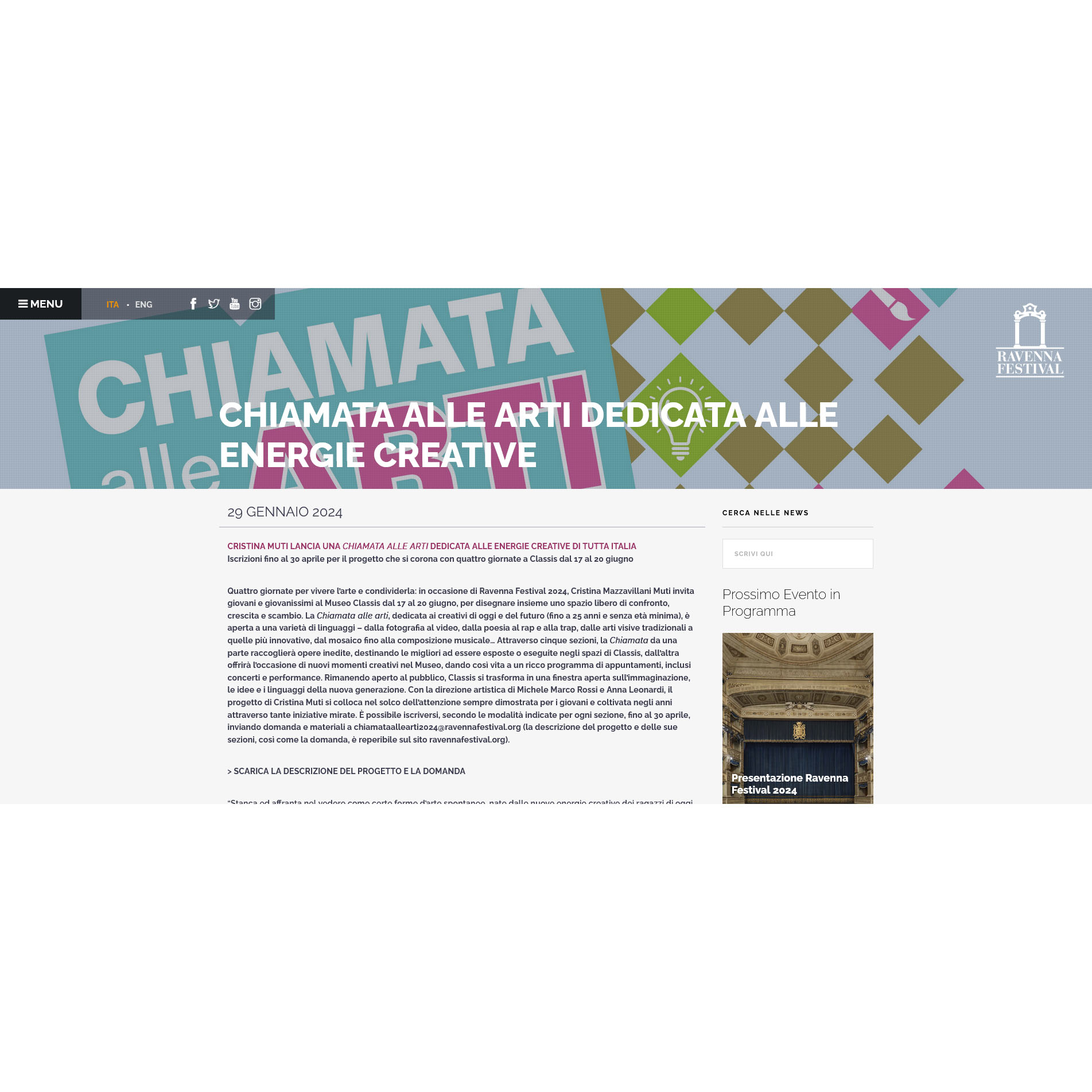 Chiamata alle arti dedicata alle energie creative Chiamata alle arti dedicata alle energie creative