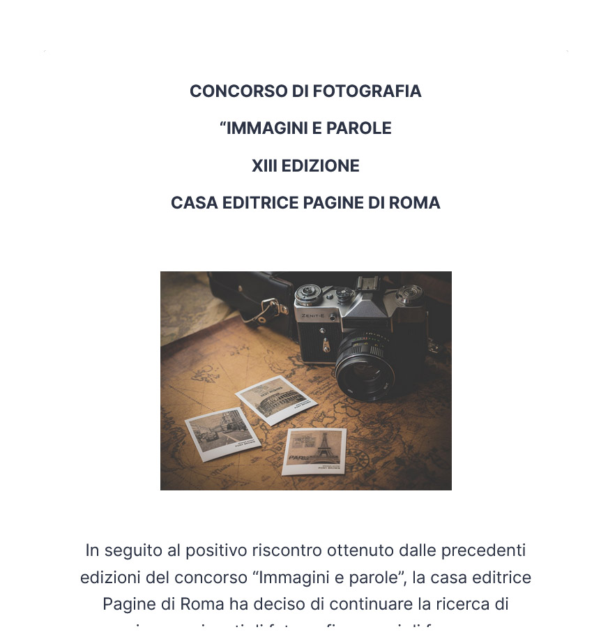 XIII Edizione del Concorso “IMMAGINI E PAROLE“ XIII Edizione del Concorso “IMMAGINI E PAROLE“
