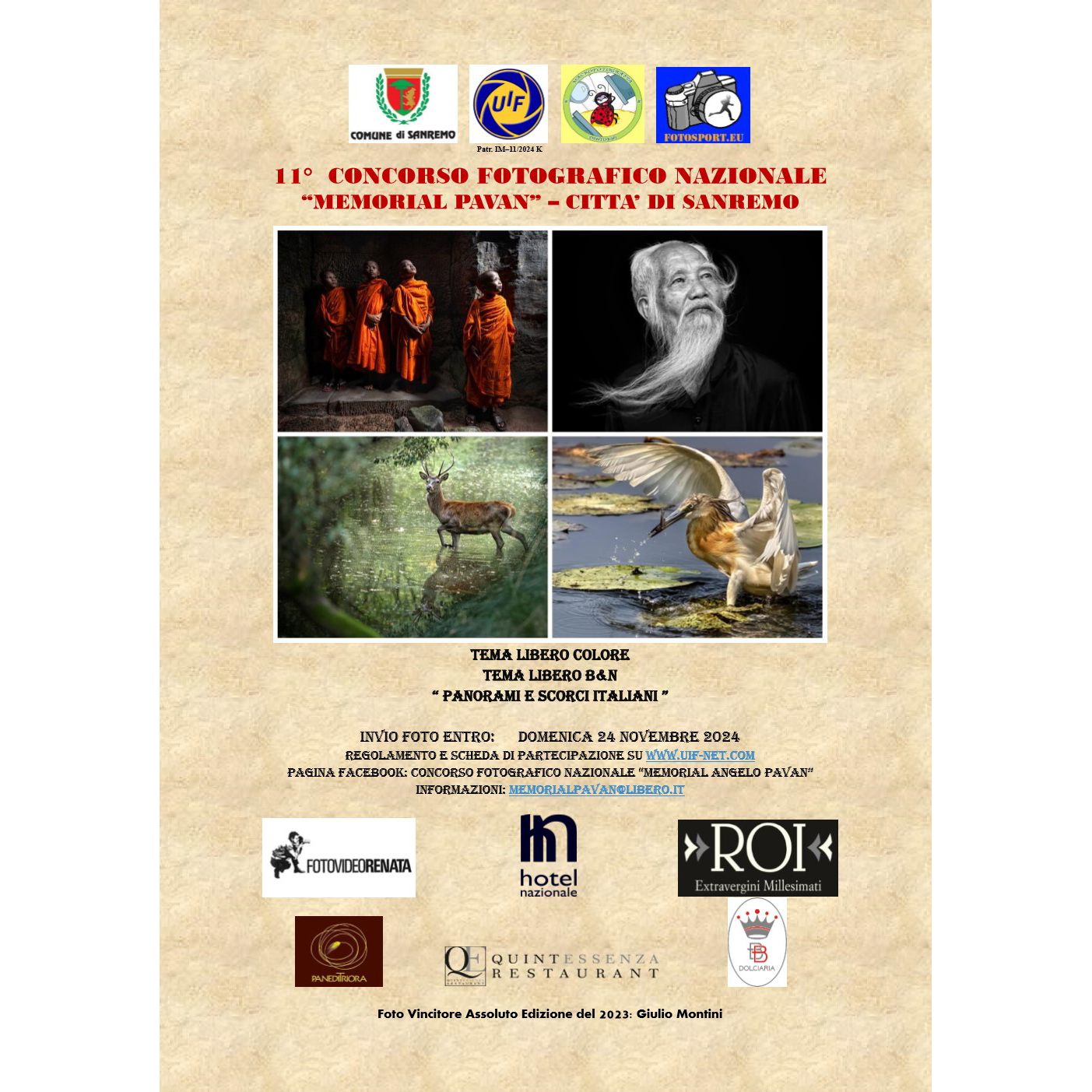 XI Concorso Fotografico Nazionale "Memorial Pavan" - Città di Sanremo XI Concorso Fotografico Nazionale "Memorial Pavan" - Città di Sanremo