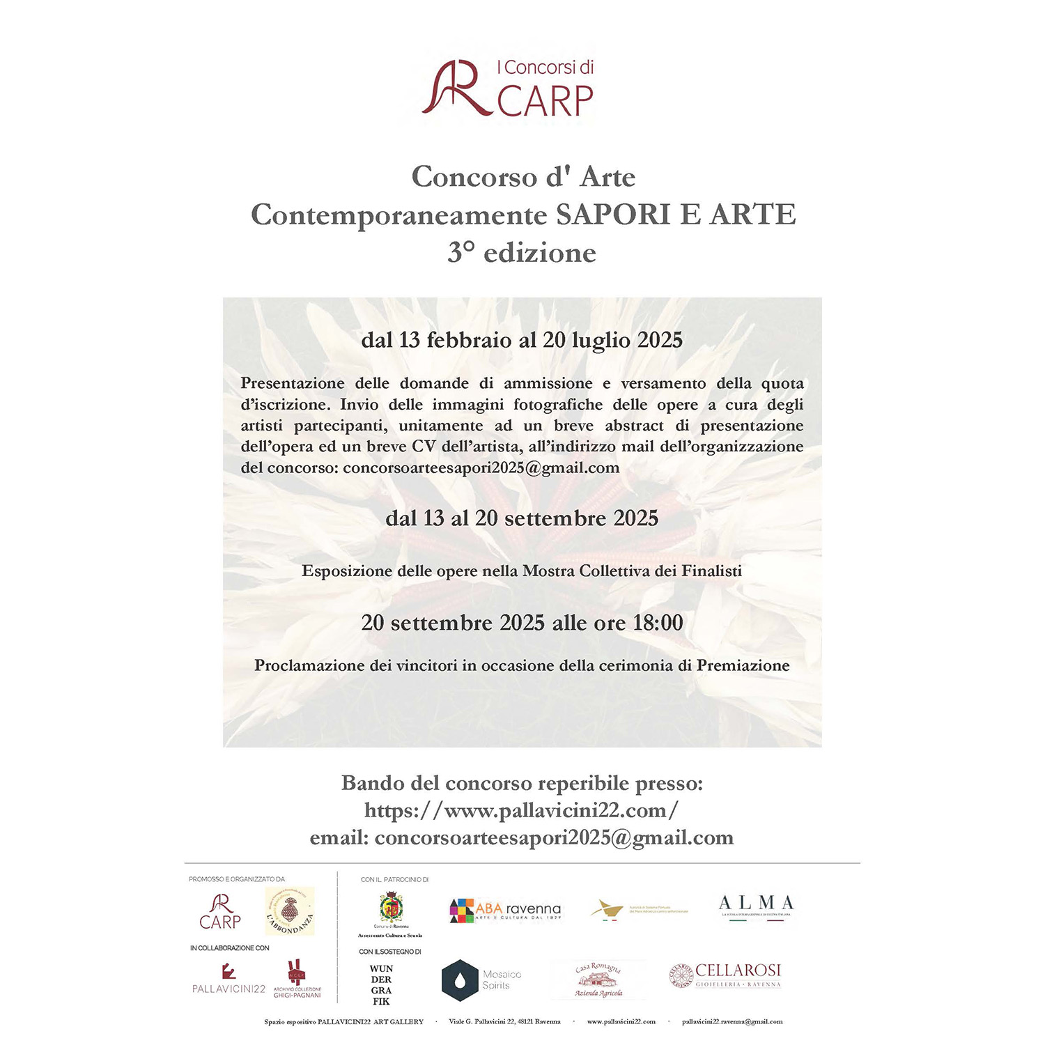CONCORSO D’ARTE “CONTEMPORANEAMENTE SAPORI E ARTE” 3° edizione CONCORSO D’ARTE “CONTEMPORANEAMENTE SAPORI E ARTE” 3° edizione