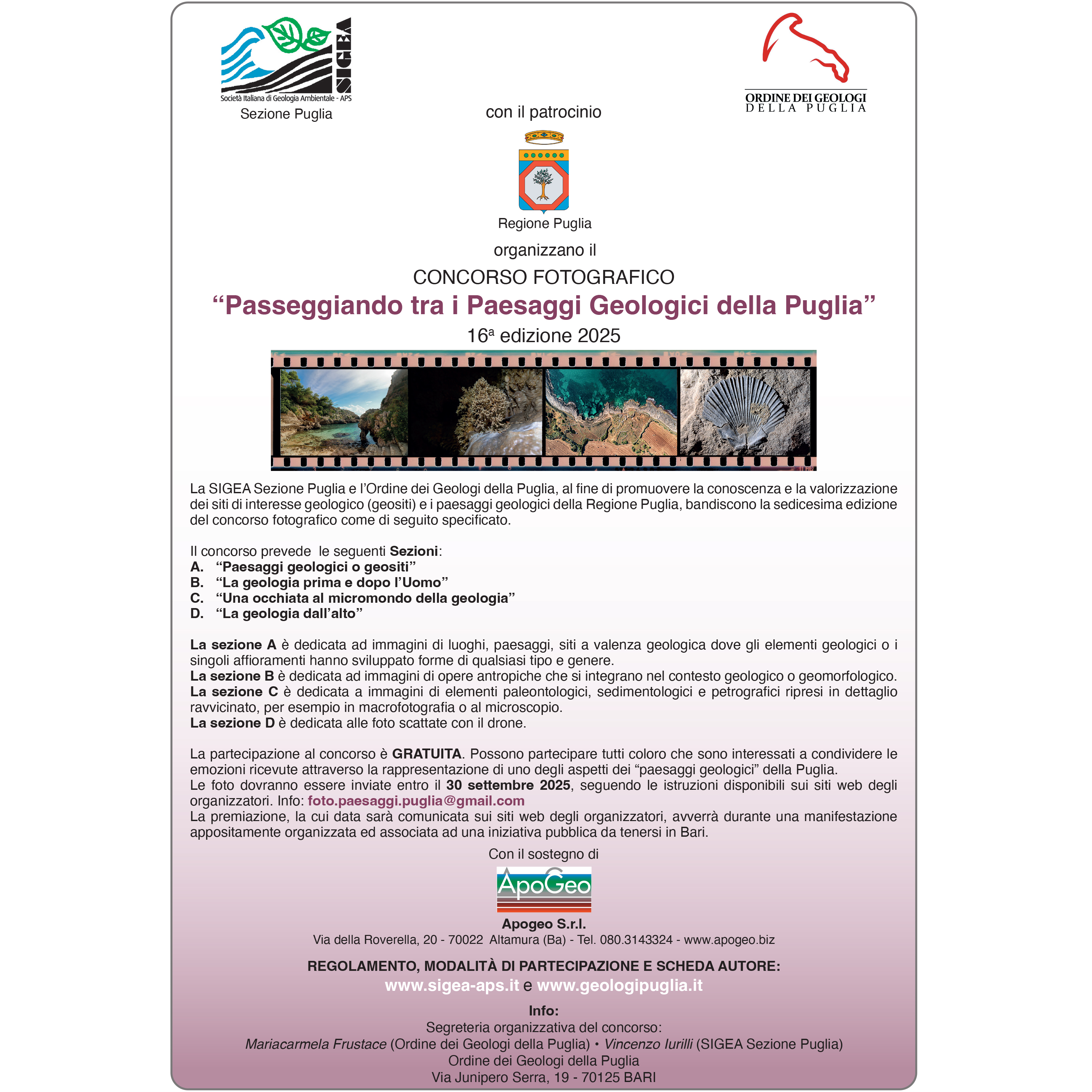 Passeggiando tra i Paesaggi Geologici della Puglia - XVI edizione Passeggiando tra i Paesaggi Geologici della Puglia - XVI edizione