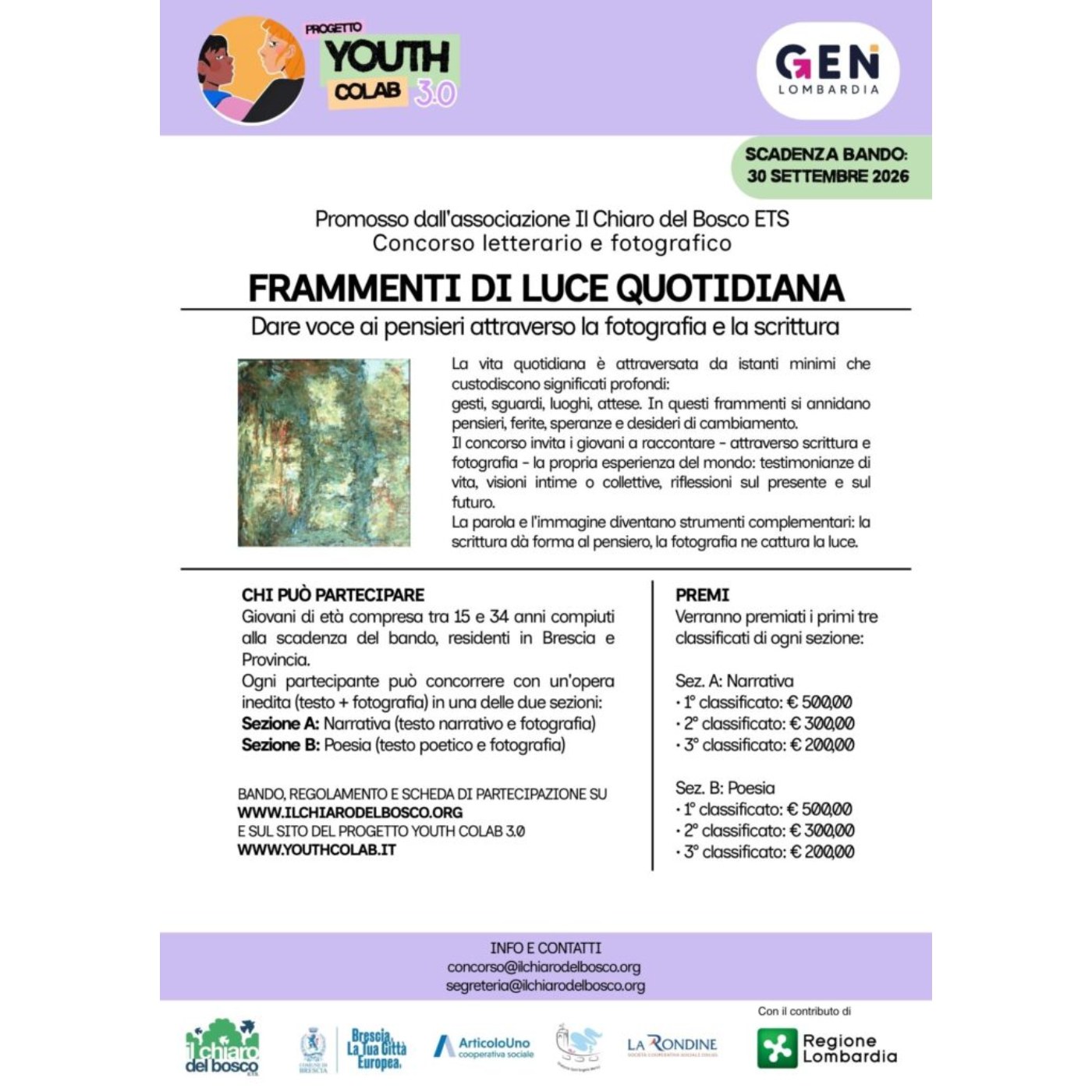 Concorso letterario e fotografico ‘Frammenti di luce quotidiana’ - Concorsi