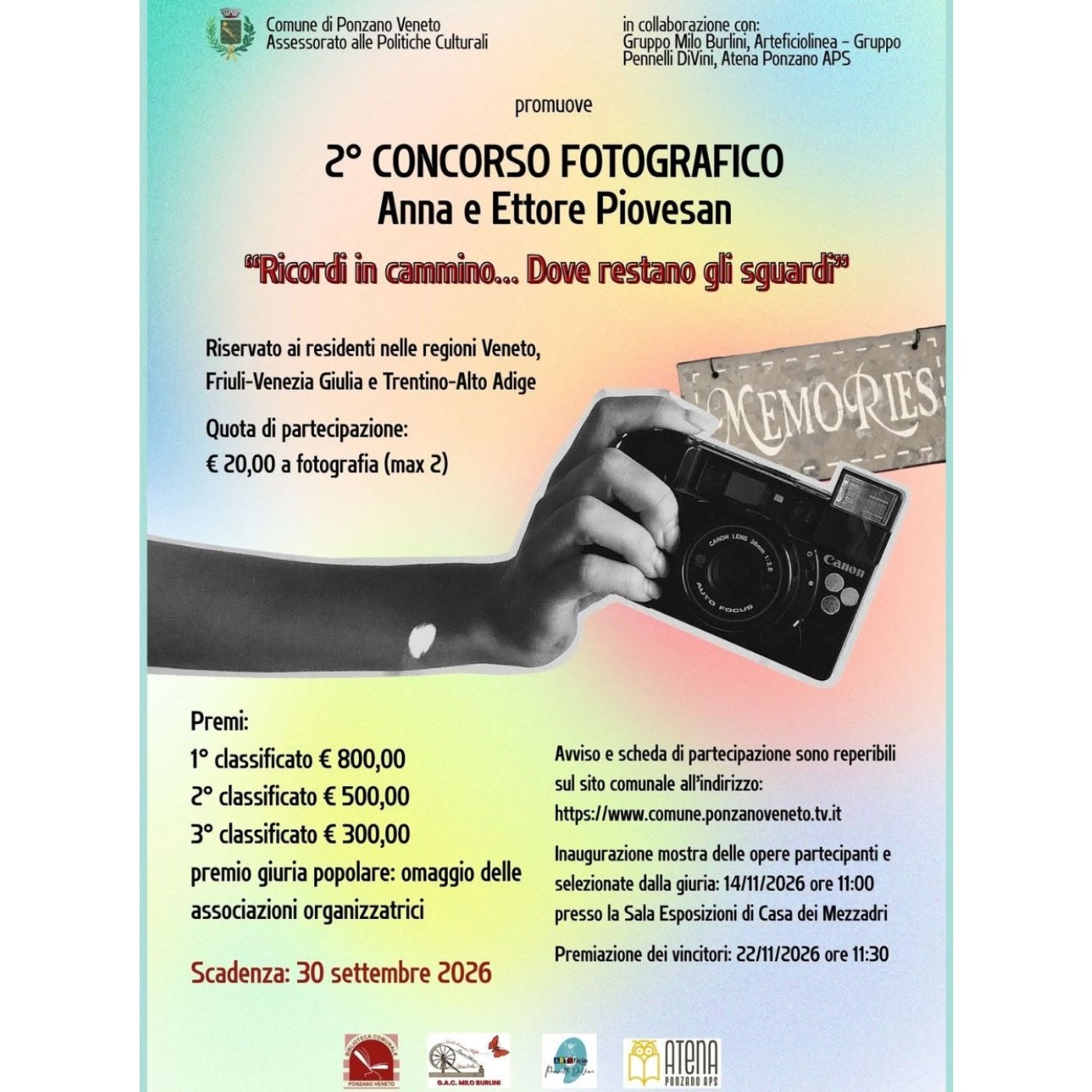 Concorso Fotografico "Anna e Ettore Piovesan" 2026 - II edizione - Ricordi in cammino... dove restano gli sguardi - Concorsi