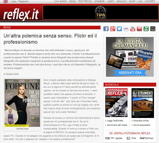 Flickr ed il professionismo su reflex.it - Cultura