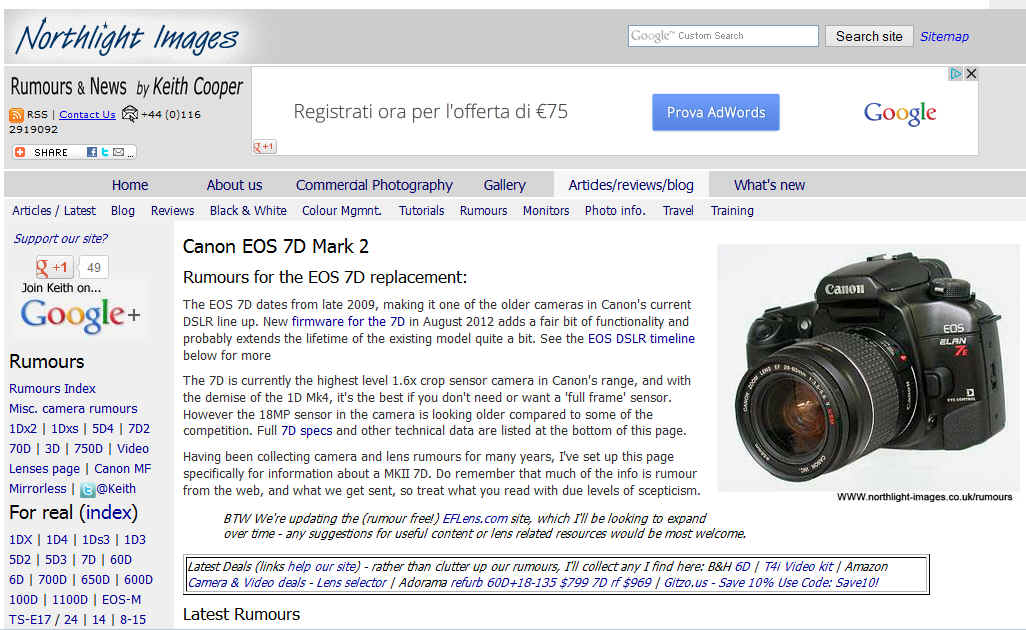 Ancora rumors sulla Canon 7D Mark II - Rumors